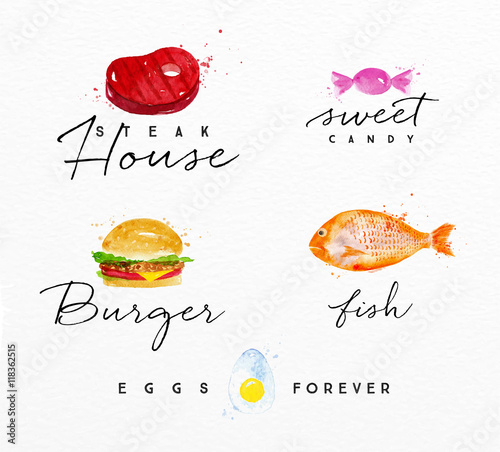 Watercolor label burger