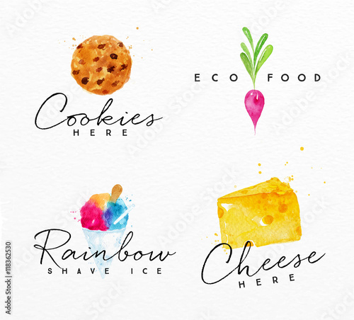 Watercolor label cheese