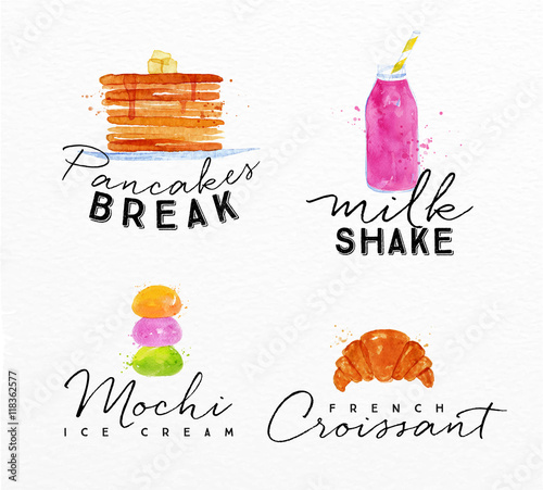 Watercolor label croissant