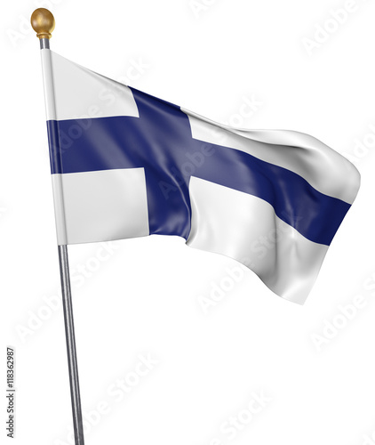 National flag for country of Finland isolated on white background, 3D rendering photo