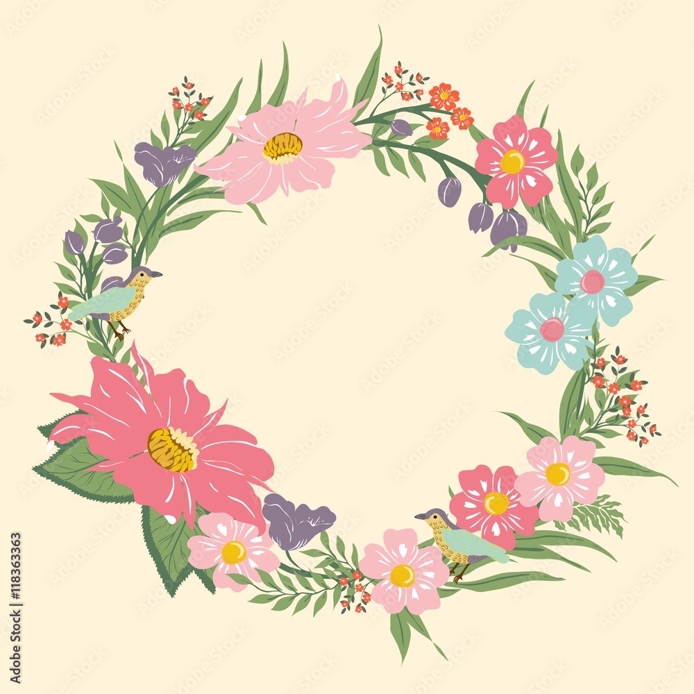 Floral pattern with border for your design Floral pattern with border for your design