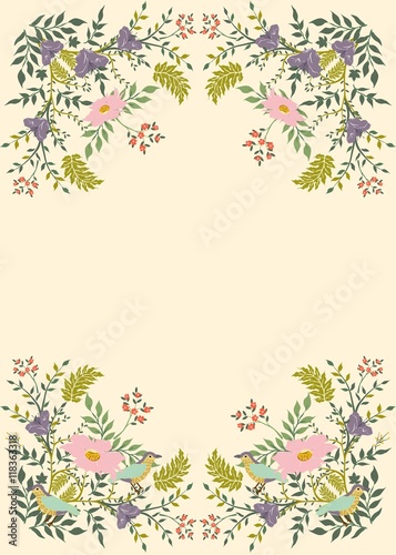 Floral frame with border for your design.