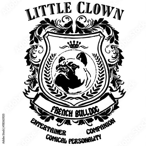 French Bulldog shield emblem retro