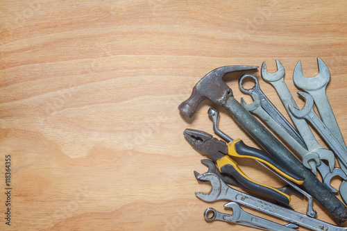 old tool on the wooden background