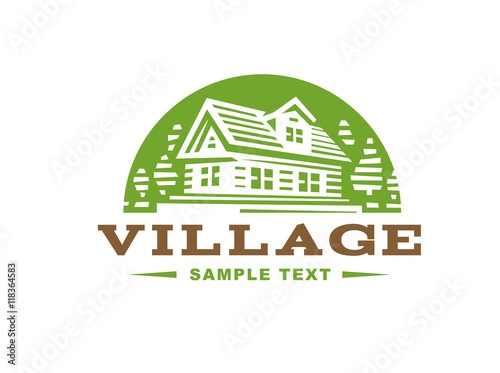 Logo wooden house on white background