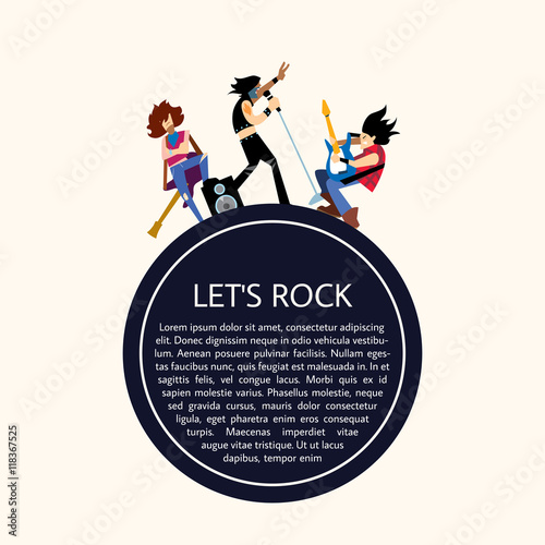 Rock band music group with musicians concept of artistic people vector illustration