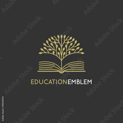 Vector abstract logo design template - online education and lear