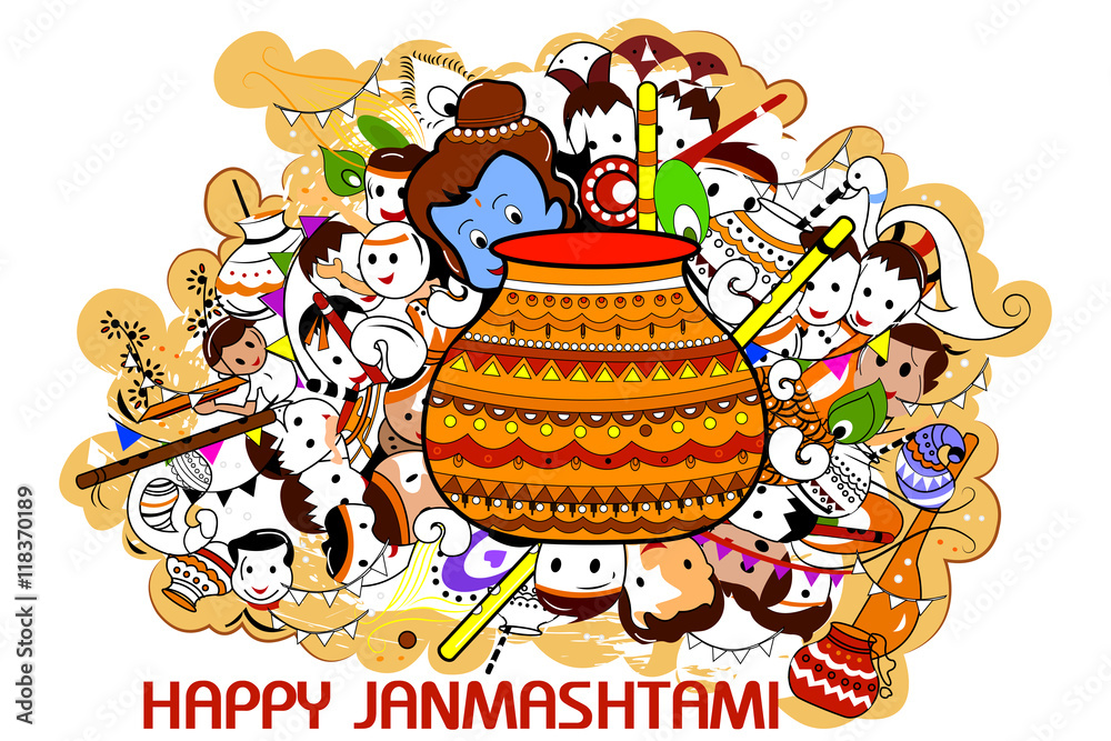 Happy Krishna Janmashtami Doodle