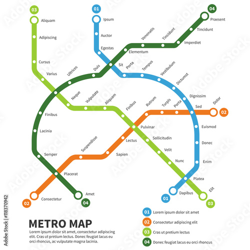 Metro, subway map vector template