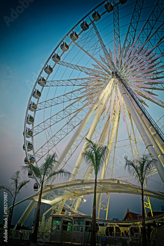 Ferris wheel and retro effect filtered hipster style image