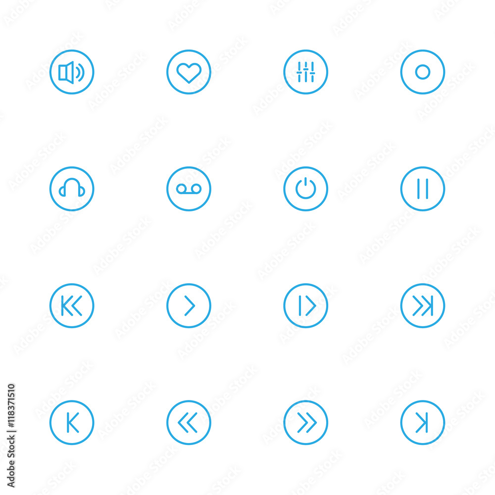 music blue line icons music blue line icons