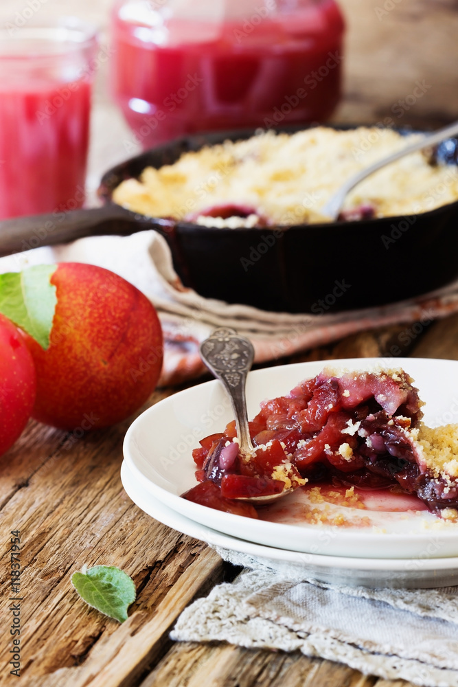 Freshly baked plum crumble Freshly baked plum crumble
