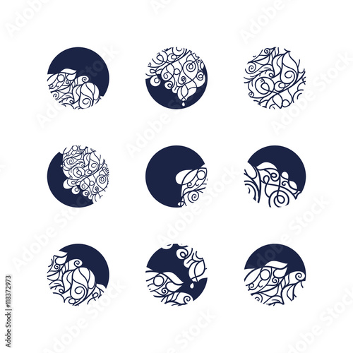Set of mosaic lace logo in stamp style