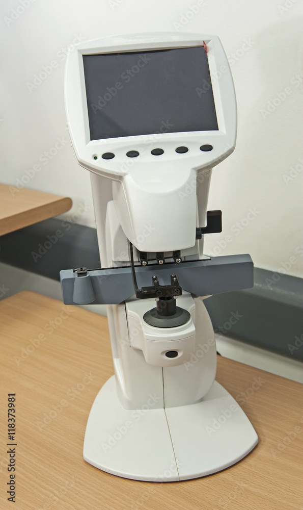 Closeup of medical equipment in an opticians clinic