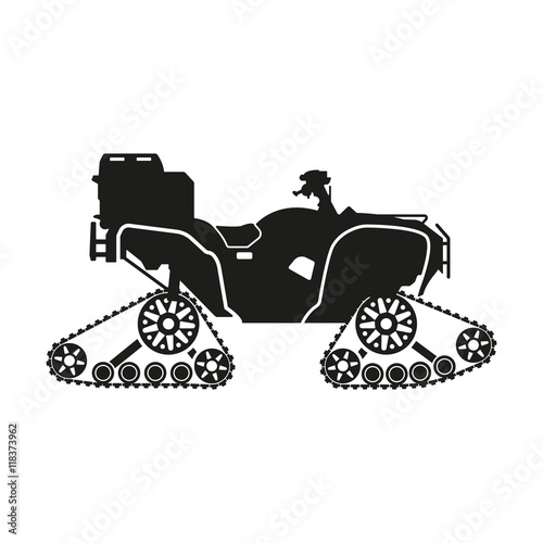Black silhouette of the all-terrain vehicle on a white backgroun