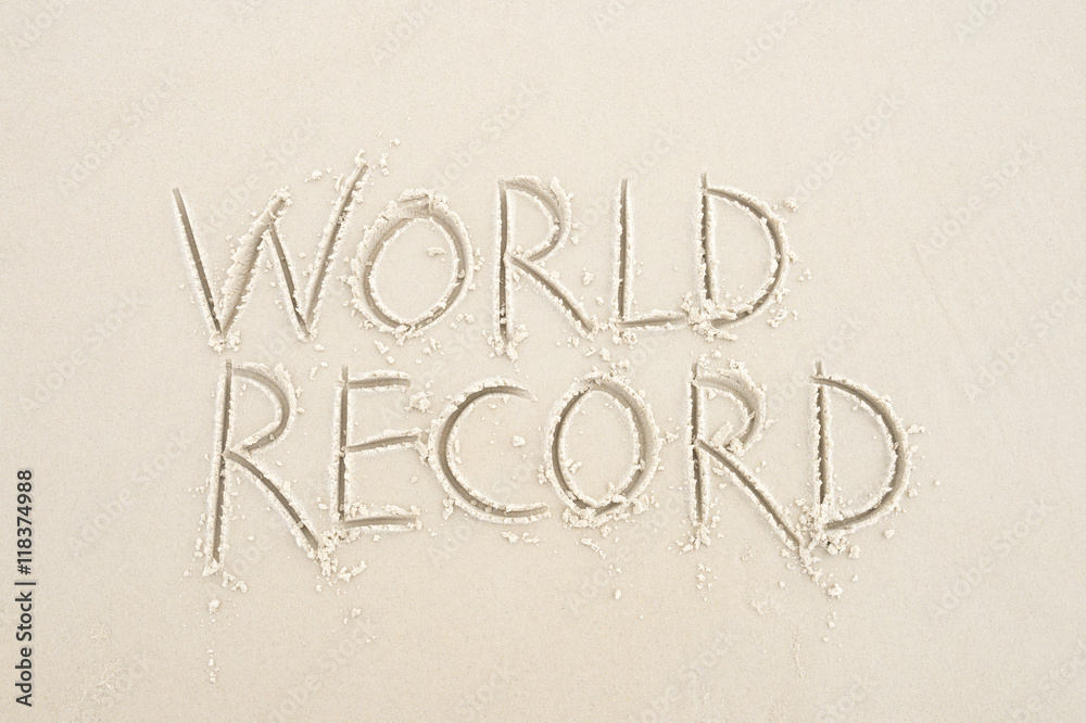 Message for World Record written in smooth sand on the beach in Rio de Janeiro, Brazil Message for World Record written in smooth sand on the beach in Rio de Janeiro, Brazil