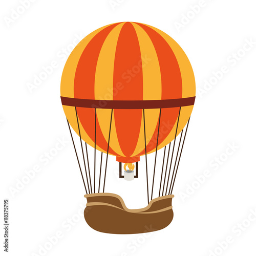 hot balloon basket fire icon vector