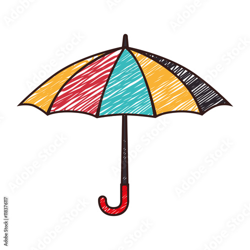 umbrella open sketch striped icon vector