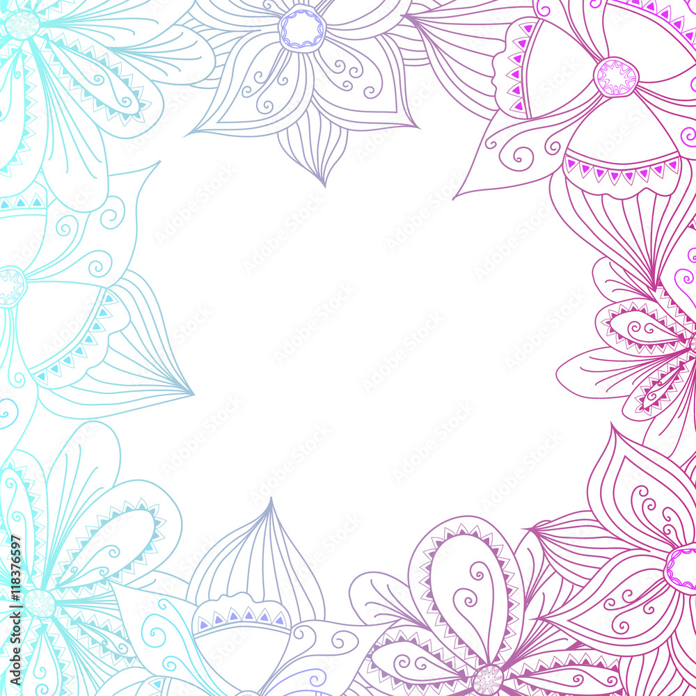Floral vector background with colorful flowers. abstract hand drawn elements