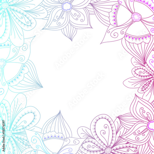 Floral vector background with colorful flowers. abstract hand drawn elements