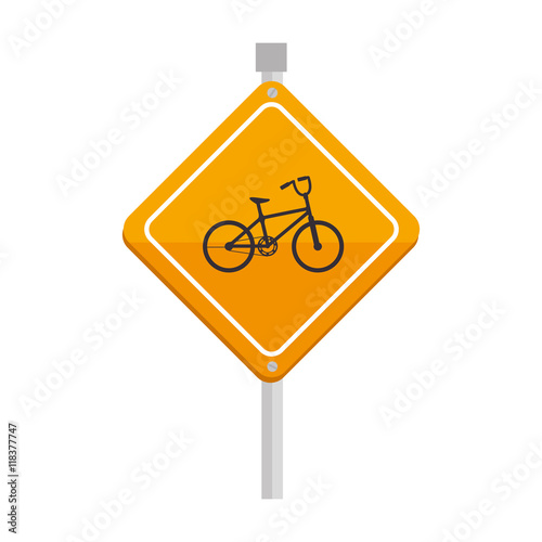 yellow sign bike attention icon vector