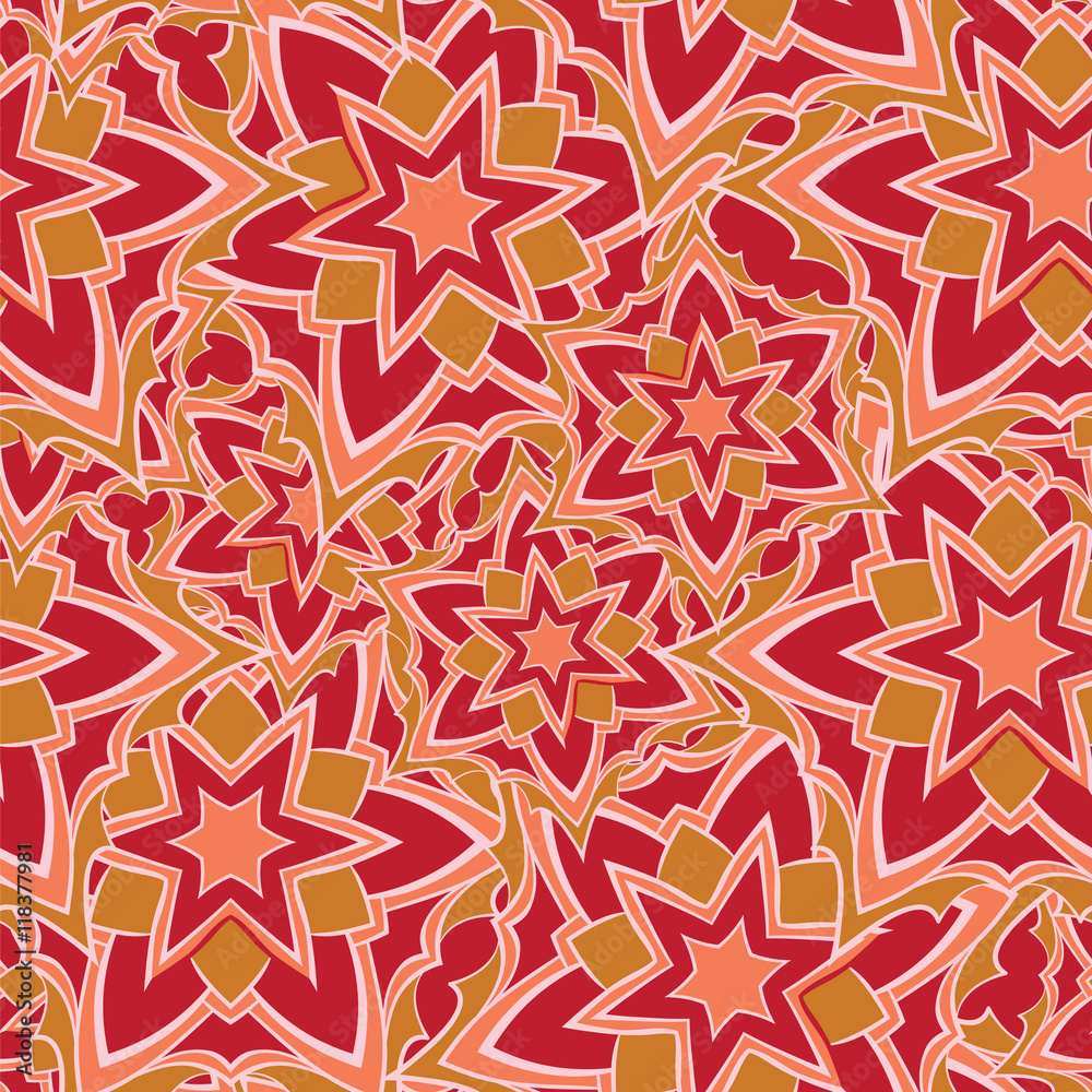 Seamless pattern with red cartoon stars