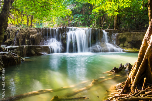 Waterfall clear scenic natural at huai mae khamin national park   kabchanaburi  thailand