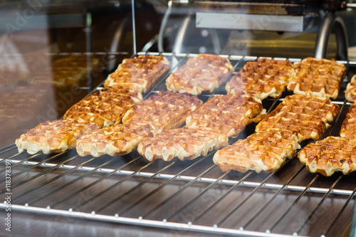traditional sweet Belgian dessert in the shop