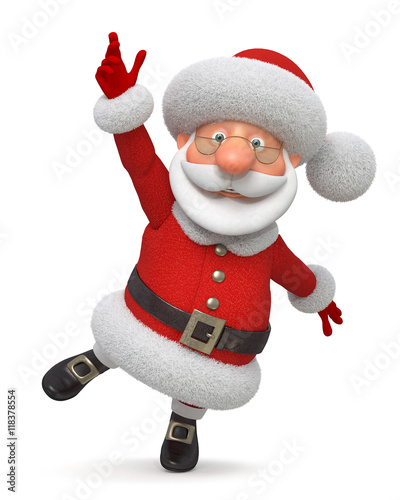 3d illustration Santa Claus runs