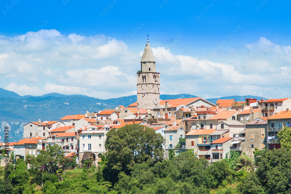     Panoramic view of the old town of Vrbnik on the Island of Krk, Croatia 