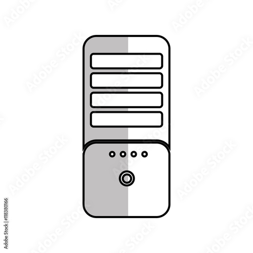 cpu tower box computer case pc technology electronic vector  isolated and flat illustration