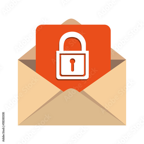 mail lock envelope online web communication blocked vector  illustration isolated