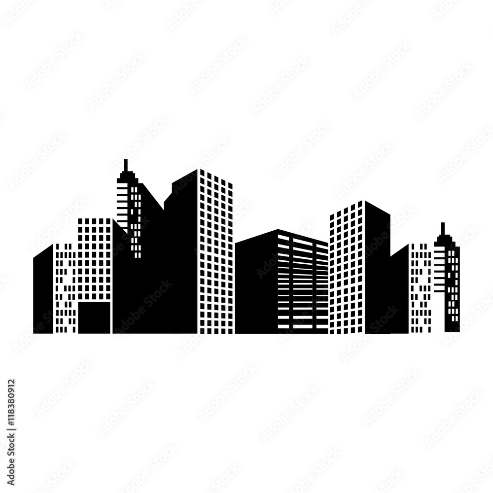 building structure silhouette window tower city dowtown corporate  vector  illustration isolated