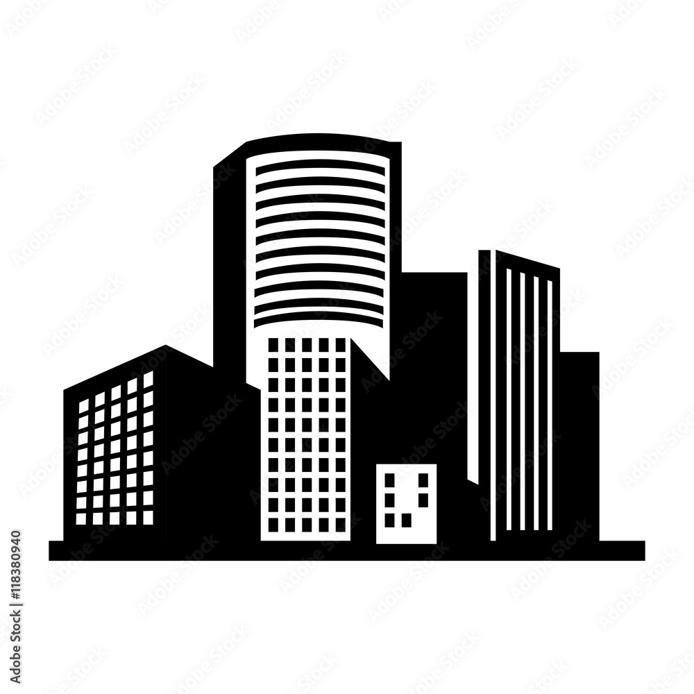 building structure silhouette window tower city dowtown corporate  vector  illustration isolated