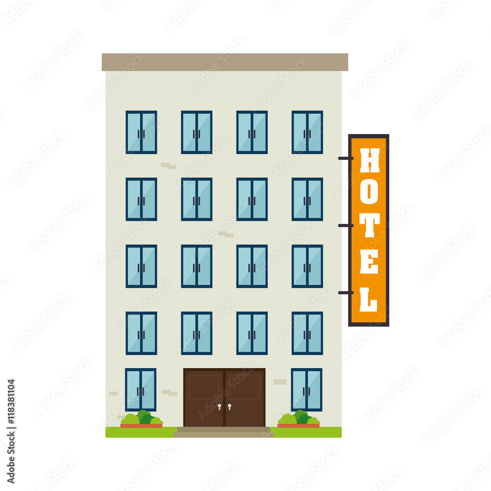hotel building business property bethdrooms architecture window door vector  illustration isolated
