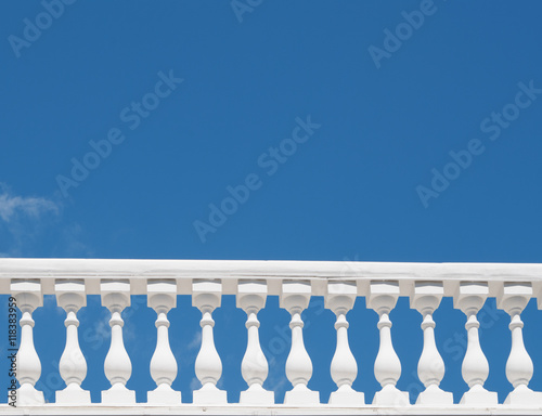 white balustrade on blue sky background