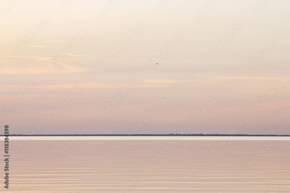 Lake tranquil sunset