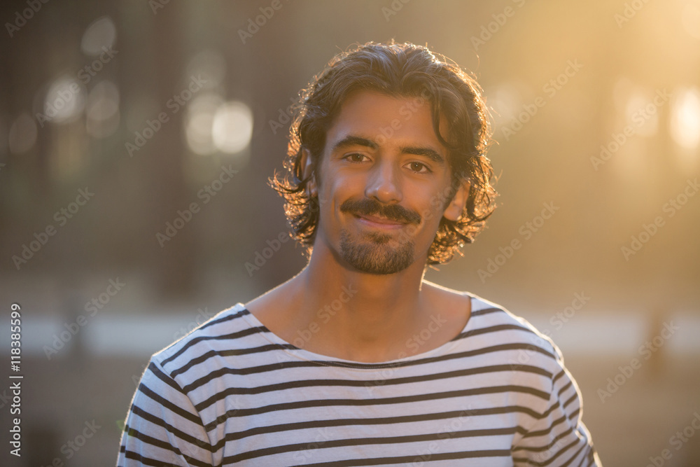 Portrait of young man sunset, flare Portrait of young man sunset, flare