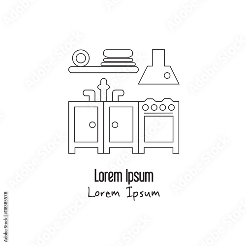 Linear icon of kitchen
