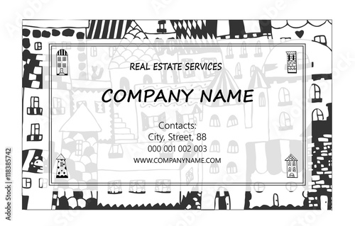 Corporate Identity vector templates set with doodles houses