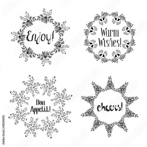 Vector wreathes with hand-drawn lettering