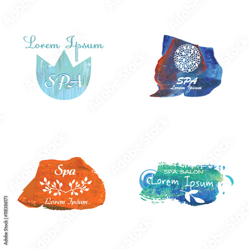 SPA Watercolor logotypes set