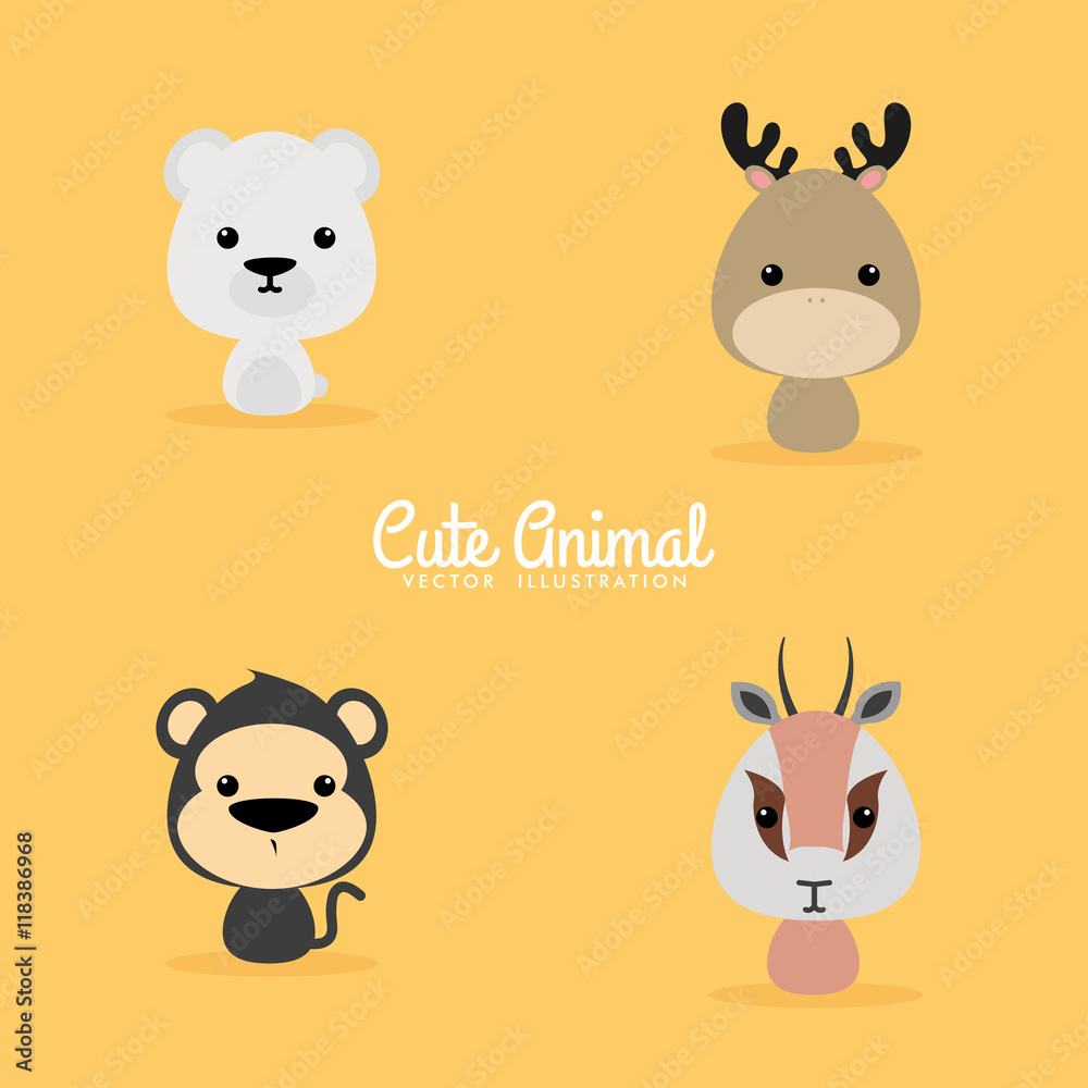 Naklejka premium Cute Cartoon Wild animals