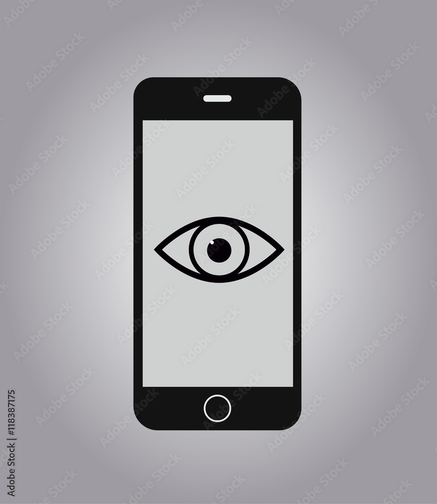Vector icon of an eye inside a mobile phone Vector icon of an eye inside a mobile phone