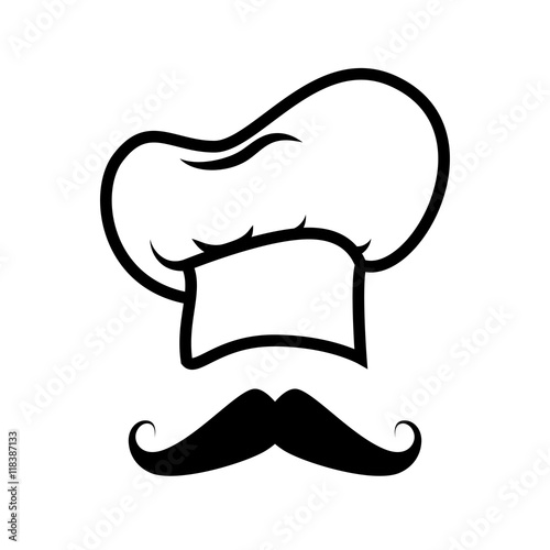cap chef hat cooker mustache face job profession vector illustration isolated