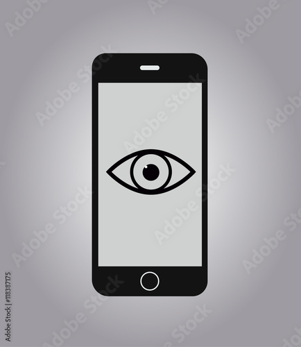 Vector icon of an eye inside a mobile phone