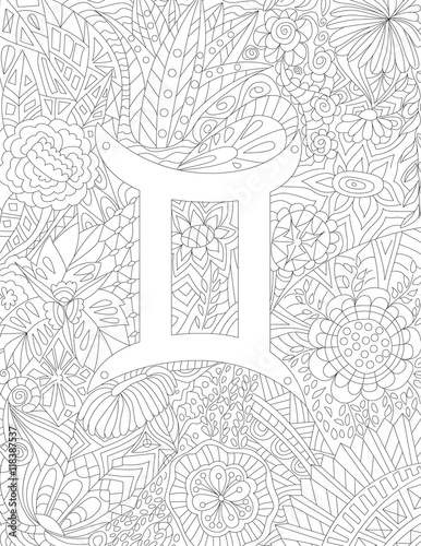 Hand-drawn zodiac sign gemini