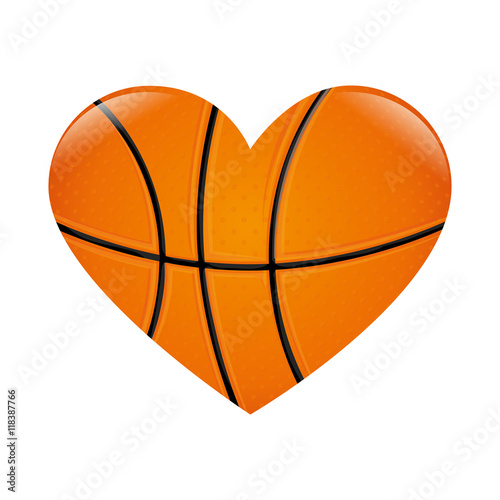 basketball heart love passion sport game ball vector illustration isolated