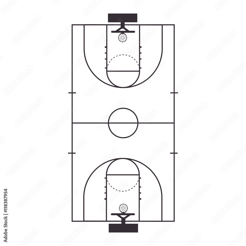 Basketball court top view template sports ground Vector Image