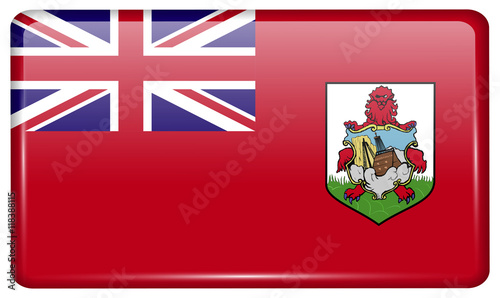 Flags Bermuda in the form of a magnet on refrigerator with reflections light. Vector